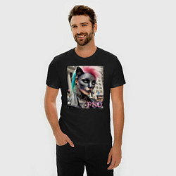 Футболка slim-fit Девушка кошка - панк не умер, цвет: черный — фото 2