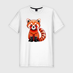 Футболка slim-fit Красная панда с роскошным хвостом, цвет: белый