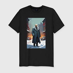 Мужская slim-футболка Ленин зимой без охраны - нейросеть