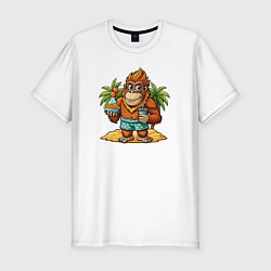 Мужская slim-футболка Орангутанг на отдыхе