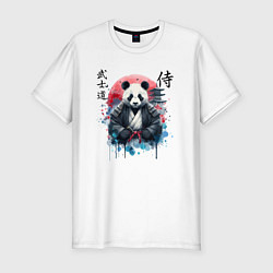 Мужская slim-футболка Panda - bushido samurai code
