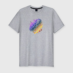 Мужская slim-футболка Орнамент со скрипичным ключом