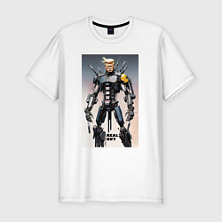 Футболка slim-fit Cyber Trump is real guy - ai art, цвет: белый