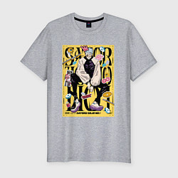 Футболка slim-fit Модный Годжо - Магическая битва, цвет: меланж