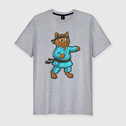 Мужская slim-футболка Кот каратист