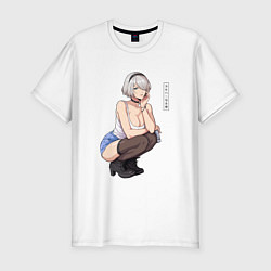 Футболка slim-fit Современная 2b - Nier automata, цвет: белый