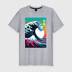 Мужская slim-футболка Japanese wave - ai art