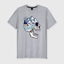 Футболка slim-fit Черепок и природа, цвет: меланж
