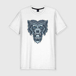 Футболка slim-fit Гневный волчище, цвет: белый