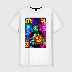 Мужская slim-футболка Minecraft and halloween collaboration - ai art