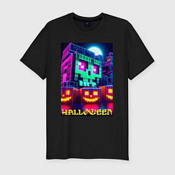 Футболка slim-fit Halloween and Minecraft - collaboration, цвет: черный