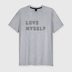 Футболка slim-fit BTS love myself надпись, цвет: меланж