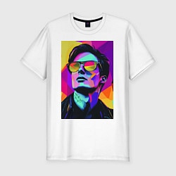 Футболка slim-fit Портрет Дурова pop art, цвет: белый