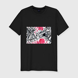 Футболка slim-fit Скетч архитектуры - акварельная абстракция, цвет: черный