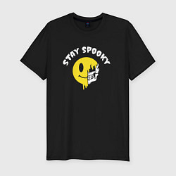 Футболка slim-fit Stay spooky смайл эмодзи, цвет: черный