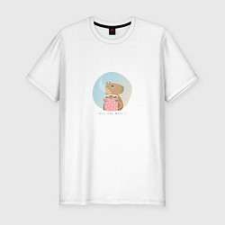 Футболка slim-fit Capybara love you, цвет: белый