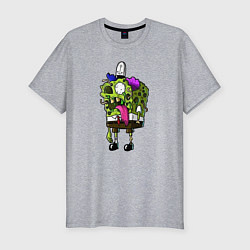 Мужская slim-футболка Спанч Боб - зомби