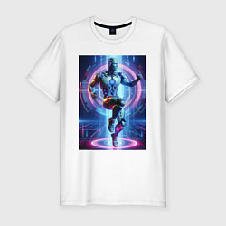 Футболка slim-fit Cyber dancer - neon glow fantasy, цвет: белый