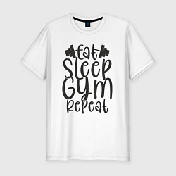 Футболка slim-fit Eat sleep gym, цвет: белый