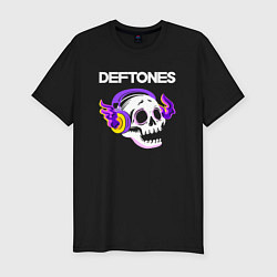 Футболка slim-fit Deftones - неоновый череп, цвет: черный