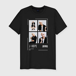 Футболка slim-fit Hoseok bts selfie, цвет: черный