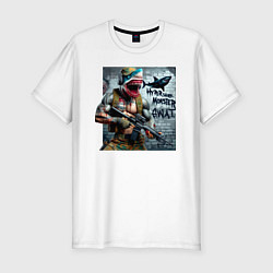 Мужская slim-футболка Hyper shark monster swat - ai art fantasy