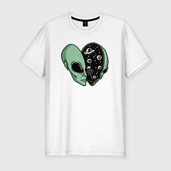 Футболка slim-fit Space alien, цвет: белый