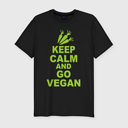 Футболка slim-fit Keep Calm & Go Vegan, цвет: черный