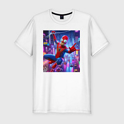 Мужская slim-футболка Homer Simpson and Spider man - collaboration