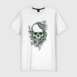 Футболка slim-fit Змея на черепе, цвет: белый