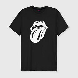 Мужская slim-футболка Rolling Stones - white logo