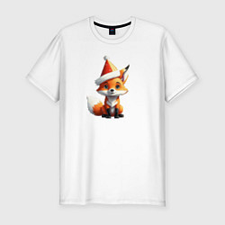 Футболка slim-fit Новогодний лис Pixel, цвет: белый