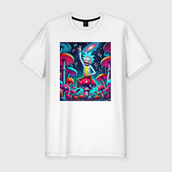 Футболка slim-fit Рик Санчес показывает жест победы, цвет: белый