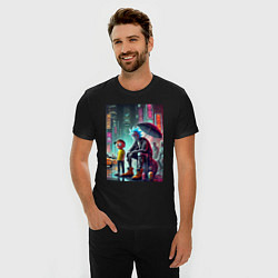 Футболка slim-fit Rick and Morty are homeless people from New York, цвет: черный — фото 2