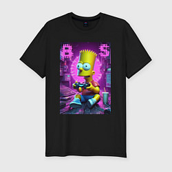 Футболка slim-fit Bart Simpson - cool gamer, цвет: черный