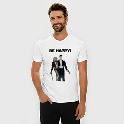 Футболка slim-fit Be happy, цвет: белый — фото 2