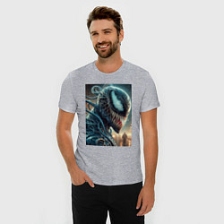 Футболка slim-fit Веном в профиль - нейроарт фантазия, цвет: меланж — фото 2