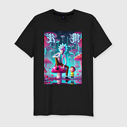 Футболка slim-fit Rick and Morty under the mushrooms, цвет: черный