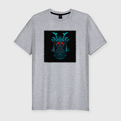 Футболка slim-fit Японская маска самурая, цвет: меланж