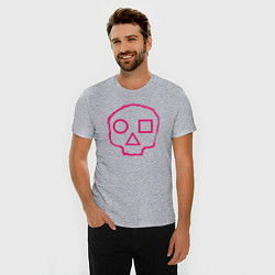 Футболка slim-fit Череп - игра в кальмара, цвет: меланж — фото 2