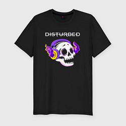 Футболка slim-fit Disturbed - неоновый череп, цвет: черный