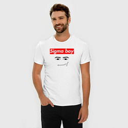 Футболка slim-fit Sigma boy roblox face - gaming meme collab, цвет: белый — фото 2