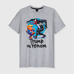 Футболка slim-fit Venom vs Donald Trump - ai art fantasy, цвет: меланж