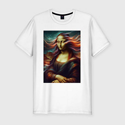 Мужская slim-футболка Мона Лиза закрыла глаза