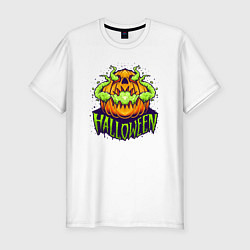 Футболка slim-fit Halloween pumpkin, цвет: белый