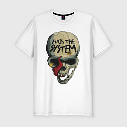 Футболка slim-fit Skull - fuck the system, цвет: белый