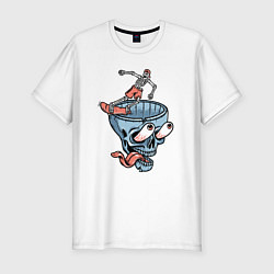 Футболка slim-fit Сумасшедший скейтер, цвет: белый