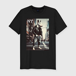 Футболка slim-fit Dude bull terrier is a New Yorker, цвет: черный