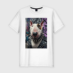 Мужская slim-футболка Морда крутого бультерьера