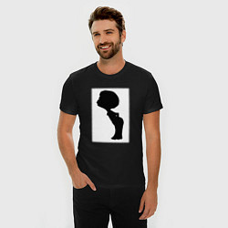 Футболка slim-fit Силуэт поцелуй он - для пары, цвет: черный — фото 2